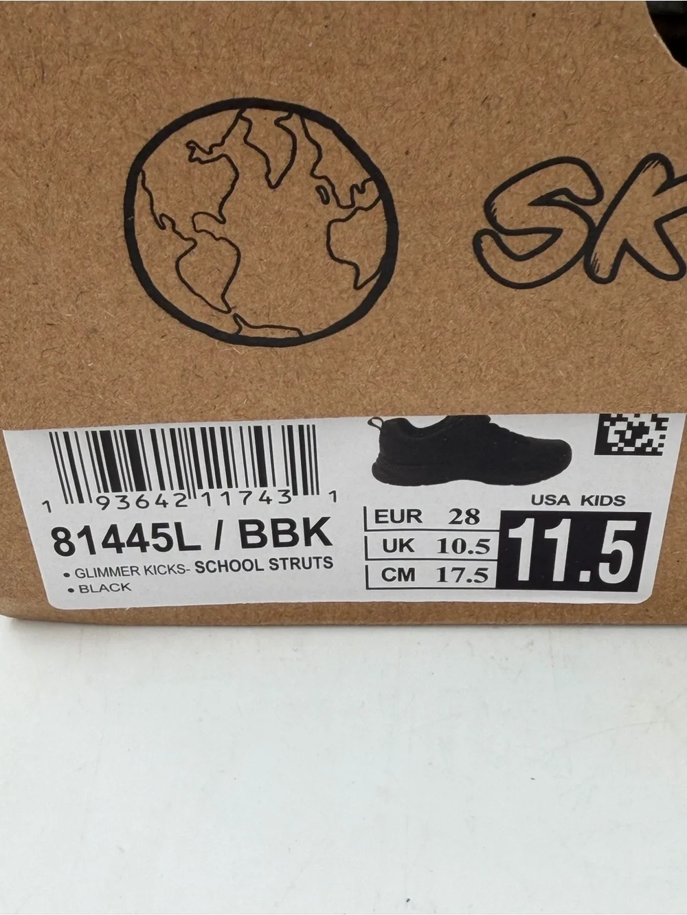Skechers Kids' Black Athletic Sneakers -SZ 11.5- - Easy Hook & Loop Closure